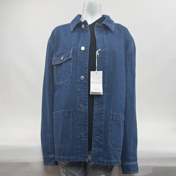 Gucci Other - Men's Gucci NWT Indigo Blue Interlocking G Lasered Denim Jacket Size 52